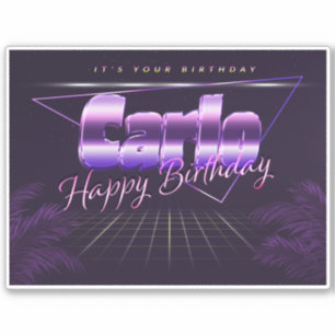 Carlo name first name purple retro sticker birthda