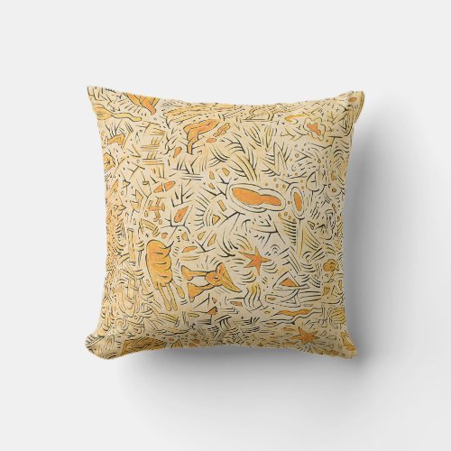 Carlos Abstract Gold Black and Yellow Dee  Flouton Throw Pillow