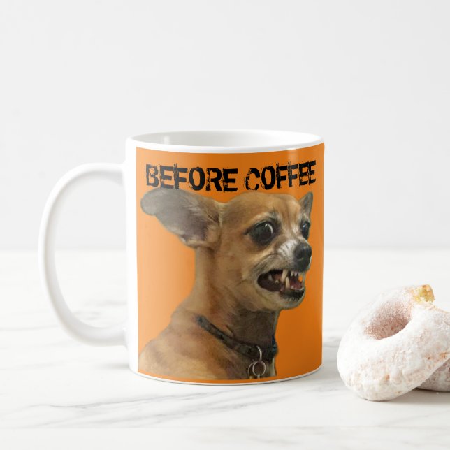 Carlos B. Dog Before and After Coffee MUG (With Donut)