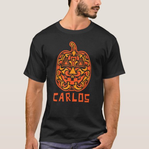 Carlos Halloween Sugar Skull Design T_Shirt
