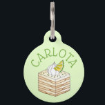 Carlota de Limón Mexican Food Lime Icebox Cake Pet ID Tag<br><div class="desc">Design features an original food themed marker illustration of carlota de limón,  or Mexican lime icebox cake,  a no-bake cake made from evaporated and condensed milk,  cookies,  limes,  and vanilla. Ideal for any foodie or fan of Mexican desserts.</div>