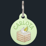 Carlota de Limón Mexican Food Lime Icebox Cake Pet ID Tag<br><div class="desc">Design features an original food themed marker illustration of carlota de limón,  or Mexican lime icebox cake,  a no-bake cake made from evaporated and condensed milk,  cookies,  limes,  and vanilla. Ideal for any foodie or fan of Mexican desserts.</div>