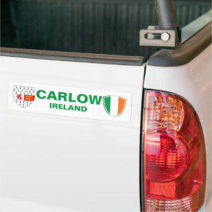 Carlow Ireland Crest and Irish Flag Bumper Sticker