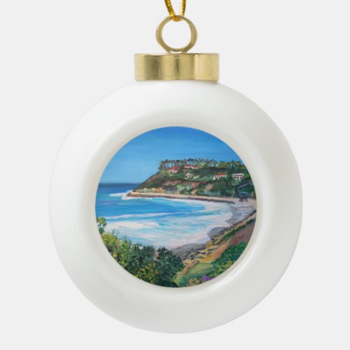 Carlsbad Beach Ceramic Ball Ornament