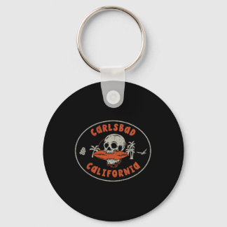 Carlsbad California Ca Skull Surf Tattoo Front &am Keychain