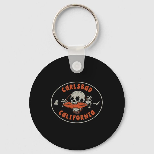 Carlsbad California Ca Skull Surf Tattoo Front &am Keychain (Front)