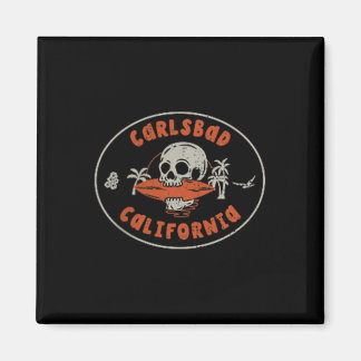 Carlsbad California Ca Skull Surf Tattoo Front &am Magnet