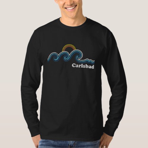 Carlsbad California Ca Sufing Waves Sunset Vintage T_Shirt