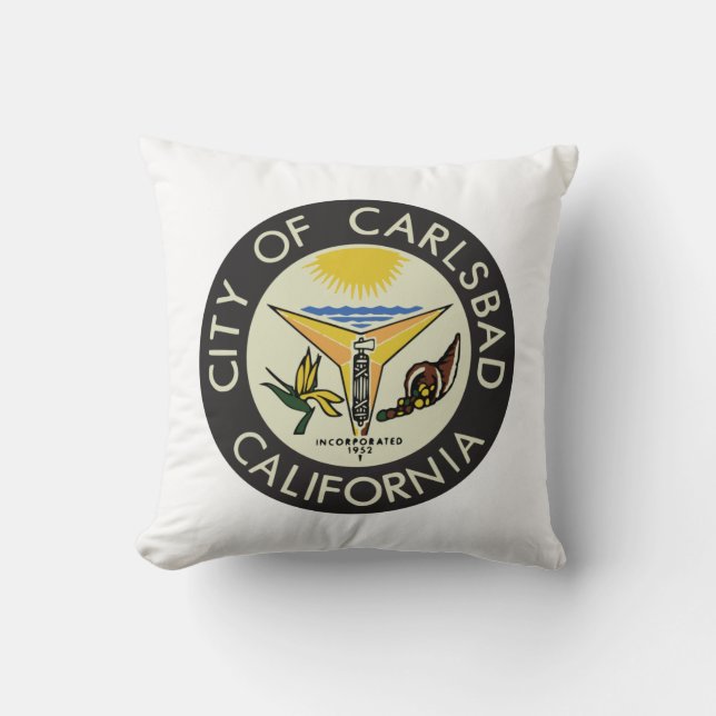 Carlsbad (California) City Seal Throw Pillow (Front)