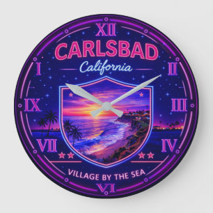 Carlsbad California Coastal Sunset Large Clock
