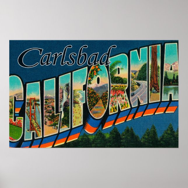 Carlsbad, California - Large Letter Scenes Poster (Front)