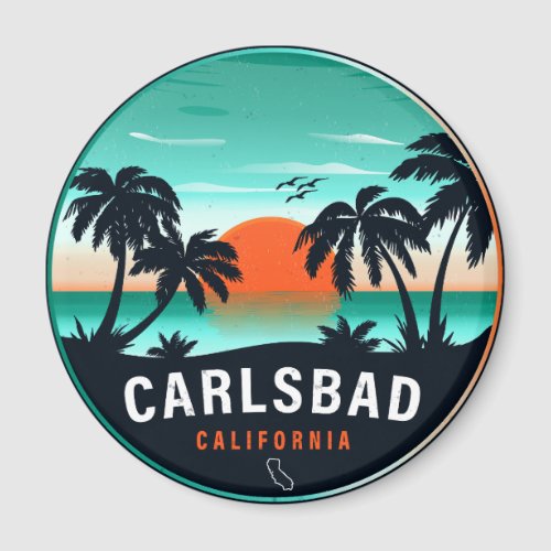 Carlsbad California Retro Sunset Souvenirs 80s Magnet