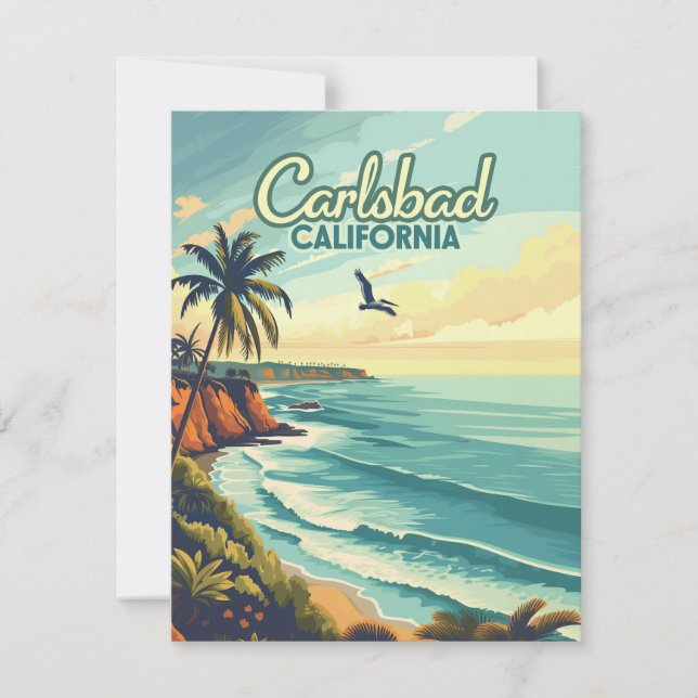 Carlsbad California San Diego Beach Vintage Card (Front)