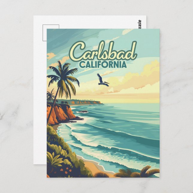 Carlsbad California San Diego Beach Vintage Postcard (Front/Back)