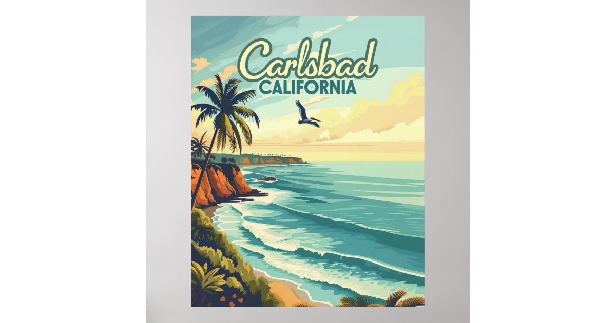 Carlsbad California San Diego Beach Vintage Poster | Zazzle