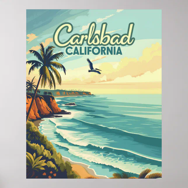 Carlsbad California San Diego Beach Vintage Poster | Zazzle