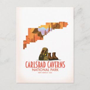 Carlsbad caverns national park new mexico map postcard