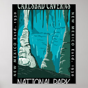 Carlsbad Caverns National Park New Mexico Vintage Poster