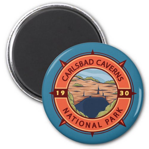 Carlsbad Caverns National Park Retro Compass Magnet