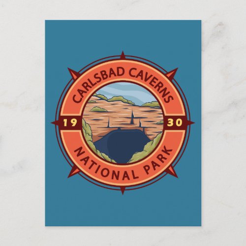 Carlsbad Caverns National Park Retro Compass Postcard