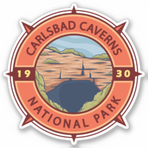 Carlsbad Caverns National Park Retro Compass  Sticker