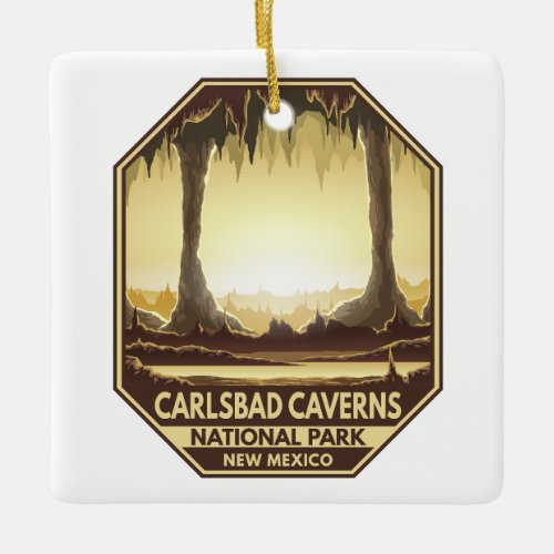 Carlsbad Caverns National Park Retro Emblem Ceramic Ornament