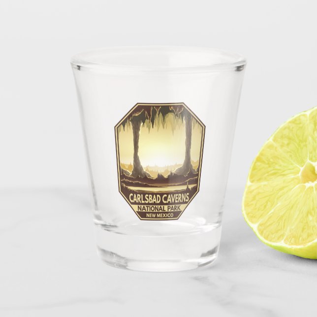 Carlsbad Caverns National Park Retro Emblem Shot Glass (Front)