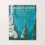 Carlsbad Caverns National Park Vintage Jigsaw Puzzle<br><div class="desc">Carlsbad Caverns vector artwork design. The park features more than 100 caves. Stalactites cling to the roof of the Big Room,  a huge underground chamber in the cavern.</div>