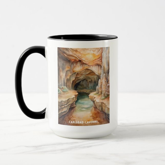 Carlsbad Caverns National Park Watercolor Painting Mug (Left)
