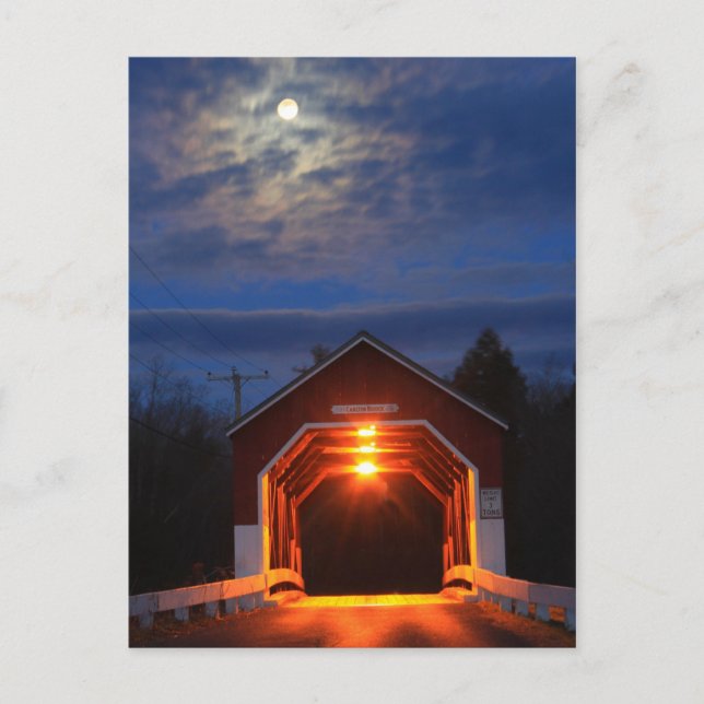 Carlton Covered Bridge Moonlight Postcard (Front)