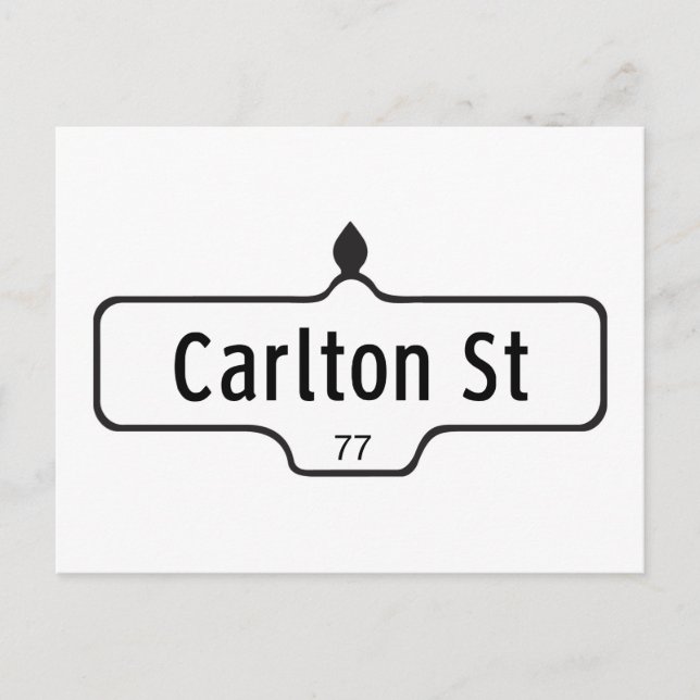 Carlton Street, Toronto Street Sign Postcard (Front)