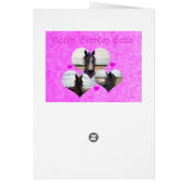 Carly, Happy Birthday, Horses Love Hearts Card, (Back)