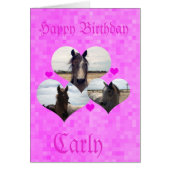 Carly, Happy Birthday, Horses Love Hearts Card, (Front)