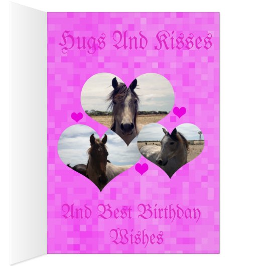 Carly, Happy Birthday, Horses Love Hearts Card, (Inside (Right))