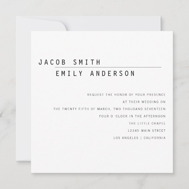 Carly Modern Wedding Invitation (Front)