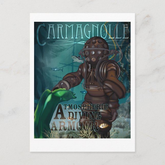 Carmagnolle Diving Armor (steampunk, retro) Postcard (Front)