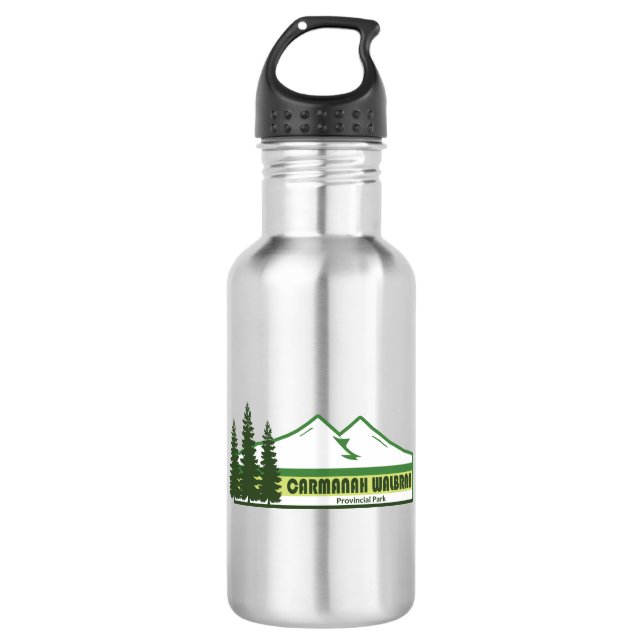 Carmanah Walbran Provincial Park Green Stripes Stainless Steel Water Bottle (Front)
