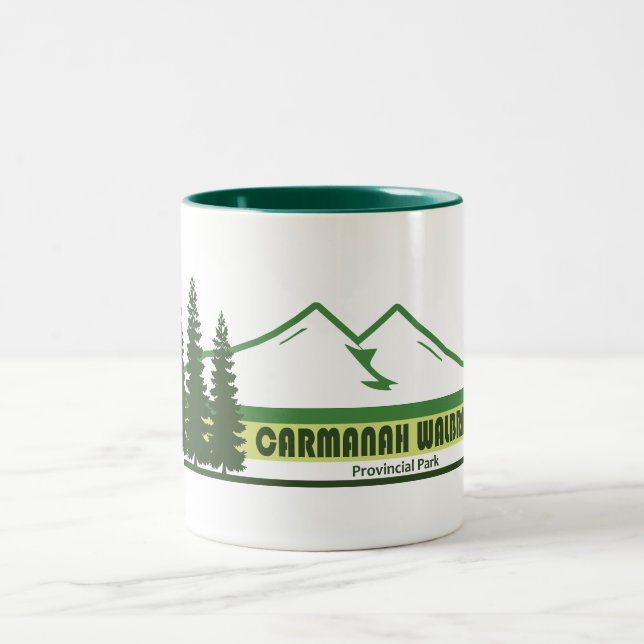 Carmanah Walbran Provincial Park Green Stripes Two-Tone Coffee Mug (Center)