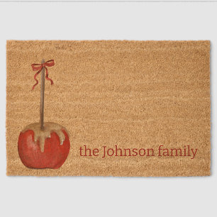 Carmel apple halloween autumn fall bow custom fiber doormat