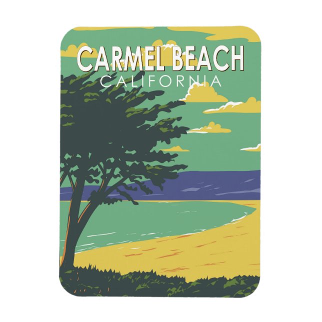 Carmel Beach California Travel Art Vintage Magnet (Vertical)