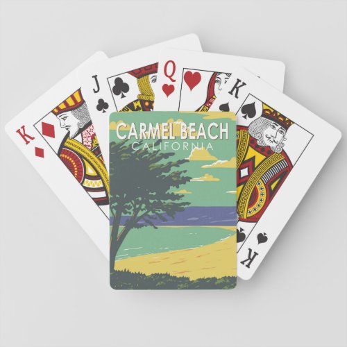 Carmel Beach California Travel Art Vintage Poker Cards