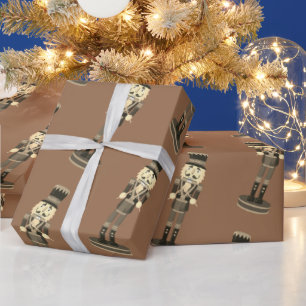 Carmel Brown Nutcracker Soldier  Wrapping Paper