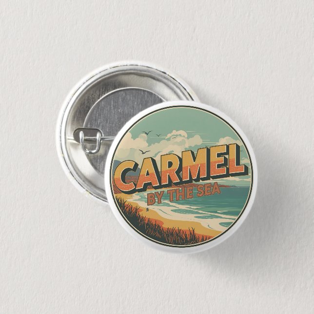 Carmel by the sea beach california pacific coast button (Front & Back)