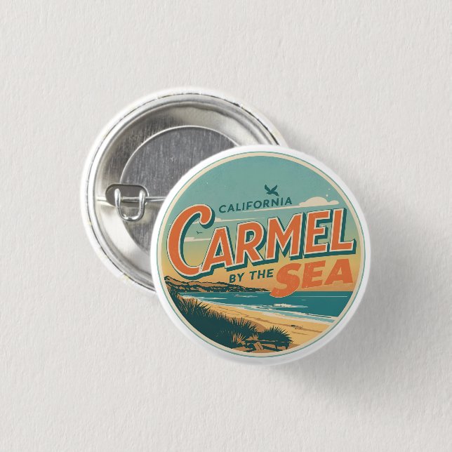 Carmel by the sea beach california pacific coast button (Front & Back)