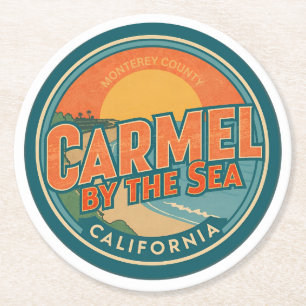 Carmel by the sea beach california pacific coast g round paper coaster