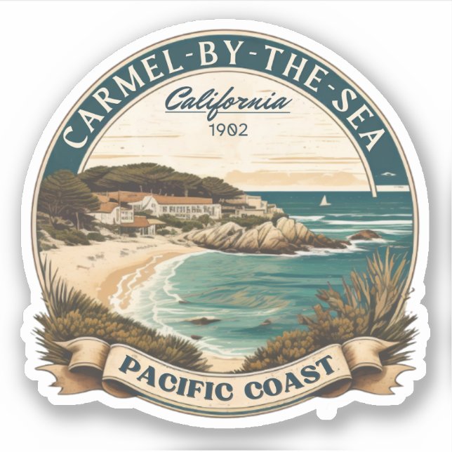 Carmel by the sea beach california pacific coast sticker (Front)