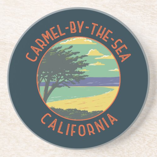 Carmel_by_the_Sea California Retro Distressed Coaster