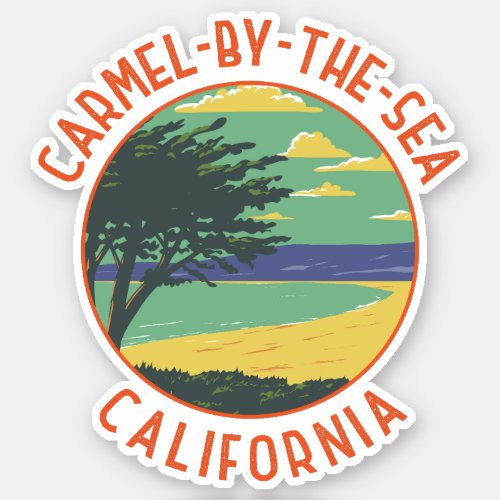 Carmel_by_the_Sea California Retro Distressed Sticker
