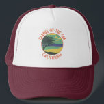 Carmel-by-the-Sea California Retro Distressed Trucker Hat<br><div class="desc">Carmel-by-the-Sea in a vector art style. Carmel-by-the-Sea is a small beach city on California's Monterey Peninsula. It's known for the museums and library of the historic Carmel Mission.</div>