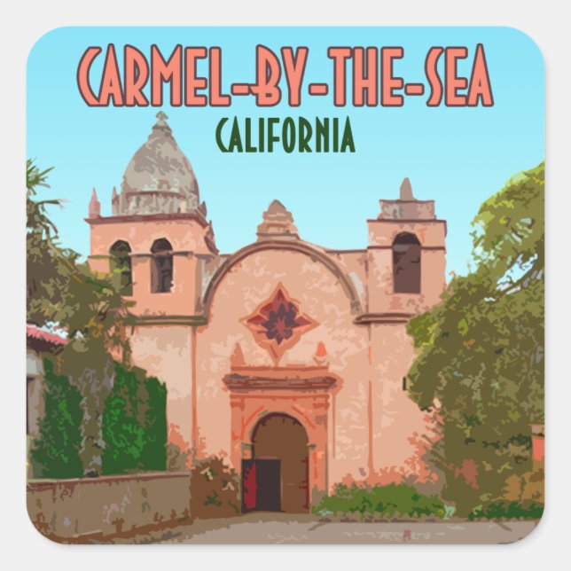 Carmel-By-The-Sea Mission Basilica California Square Sticker (Front)